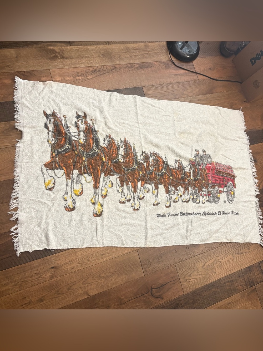 vintage Cannon Budweiser Clydesdales terrycloth beach towel 54x34”